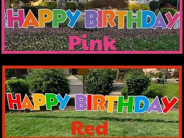 Big rainbow happy birthday display, colorful happy birthday yard card, huge yard happy birthday
