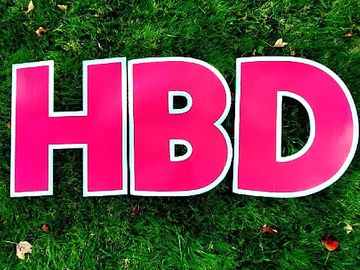 Hot pink yard card, Pink birthday yard signs, pink yard letters, yard card rental, girl yard cards