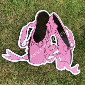 "pink ballet shoes" yard card, yard greetings, happy birthday dance yard sign, baby shower signs