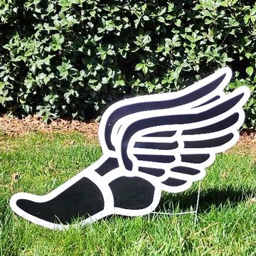 Track running graphic yard card, birthday yard card rental, athlete yard card Apex sports yard sign