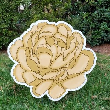 small cream colored rose Anniversary yard card sign Big flower yard card, Mother's Day lawn greeting