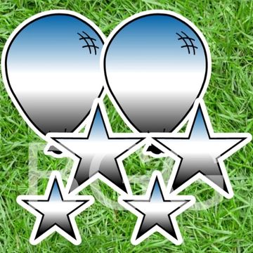 blue to black ombre balloons and stars yard card rental Apex, big birthday yard greeting