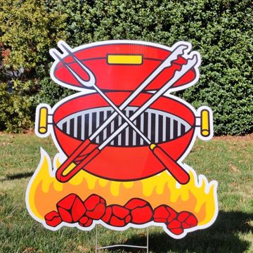 big red grill for birthday yard card greeting fathers day yard card sign