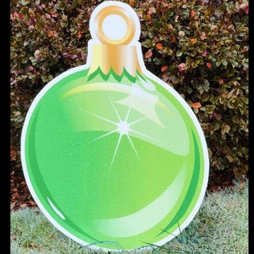 lime green christmas ball holiday yard card Raleigh NC lime green Christmas ball yard sign greeting