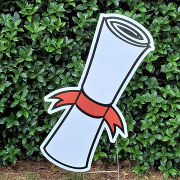 "White Graduation Diploma" congrats grad yard card grad yard greeting congrats grad lawn sign