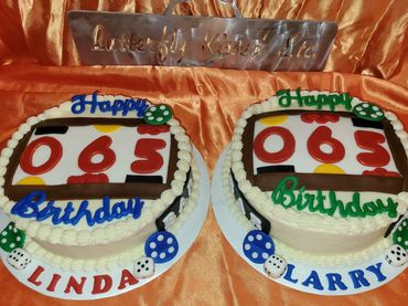 Couple's matching Casino themed Birthday cakes
