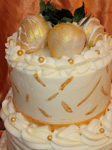 White and Gold Anniversary Cake