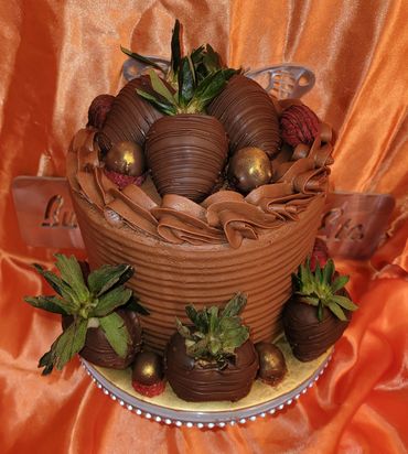 Chocolate cake, with dipped fruite
