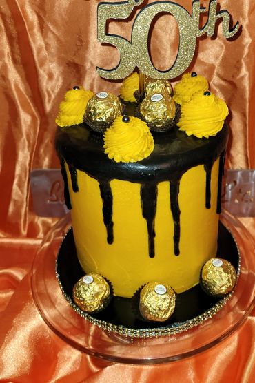 Gold n Black Birthday Cake