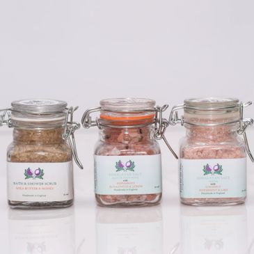Trio of salt and sugar scrubs
