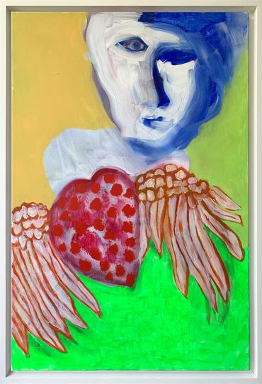 moon face with flying heart