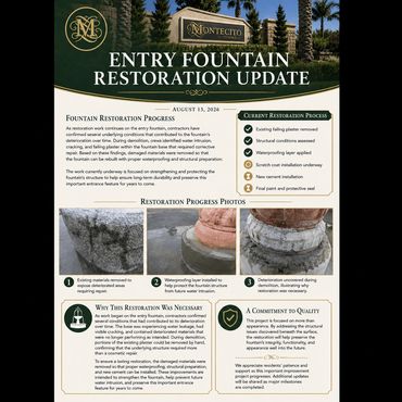 List of things happening with Montecito's Fountain Restoration project