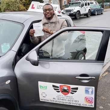 Driving lessons near me in Orpington; Tega A passed with Let's Torque Driving School!