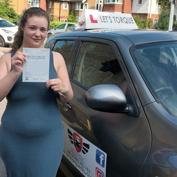 Driving lessons near me in Orpington; Kayleigh passed with Let's Torque Driving School!