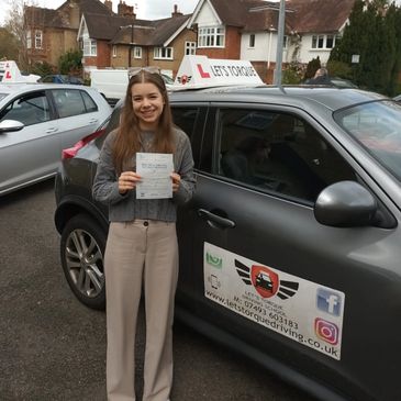 Driving lessons near me in Orpington; Elizabeth C passed with Let's Torque Driving School!