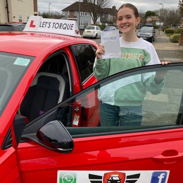 Driving lessons near me in Orpington; Izzy H passed with Let's Torque Driving School!