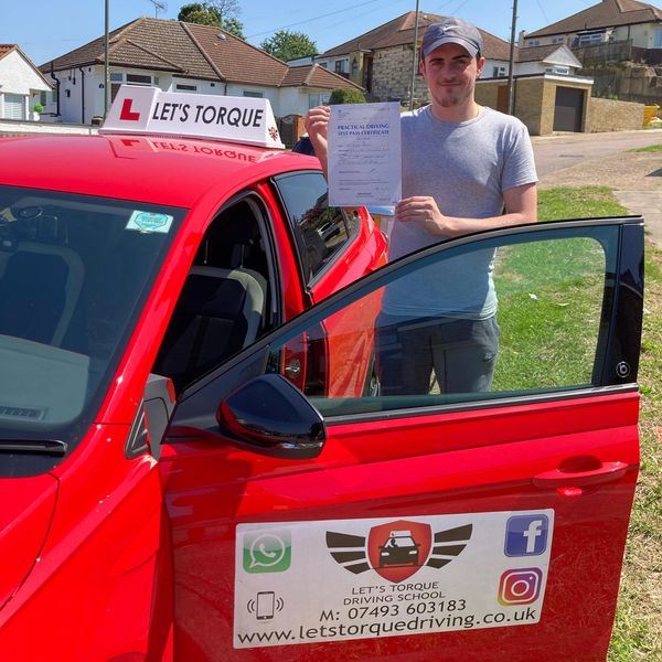 Driving lessons near me in Orpington; Kyle passed with Let's Torque Driving School!