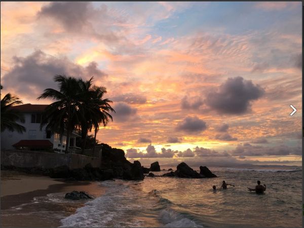 sunset swim, vieques, puerto rico, beach, ocean, swimming, beach house, oceanfront, ocean villa