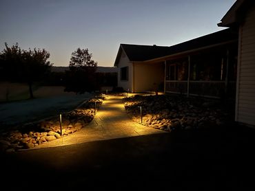 hardscaping with outdoor lighting