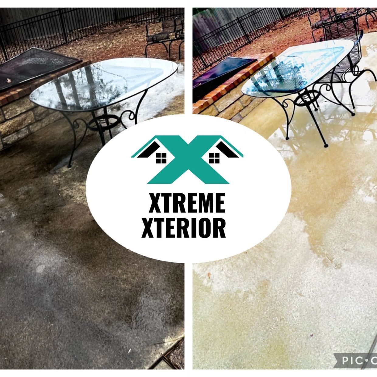 Concrete Patio Cleaning Before and After