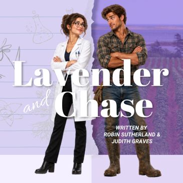Two characters from Lavender and Chase, a scientist and a farmer, standing confidently.