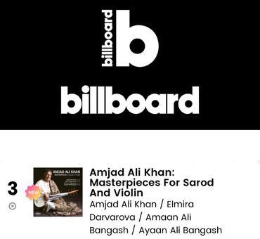 "Masterpieces for Sarod & Violin" entered the BILLBOARD Classical Charts at the No. 3 position in Au
