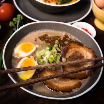 Noodles, ramen, egg, pork, cha-shu