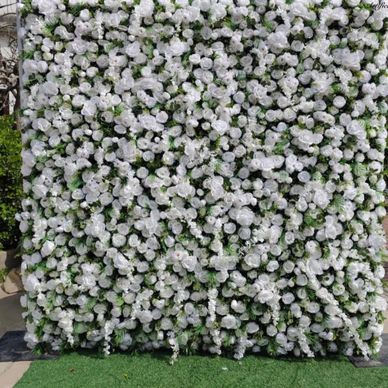 Flower wall rental near me at an engagement party in Westchester, New York.