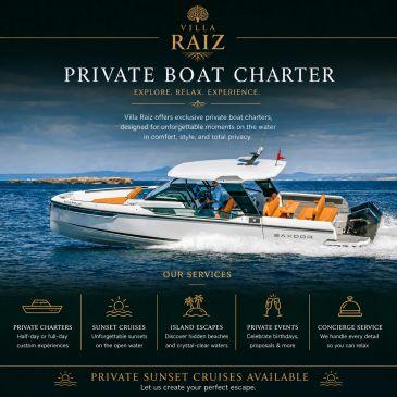 Luxury private boat charter with exclusive services and sunset cruises.