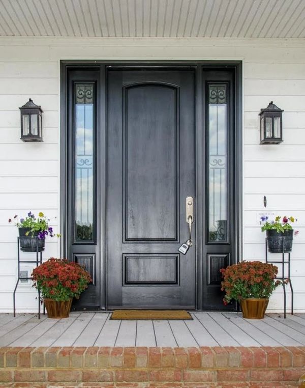 Beautiful black wood front door.