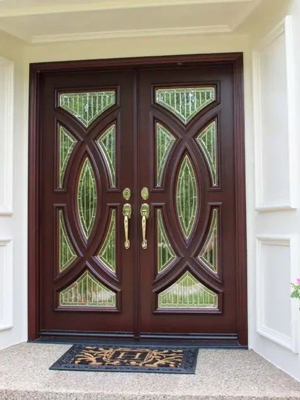 Beautiful wood and glass front door.