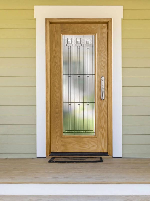 Front door with leade glass.