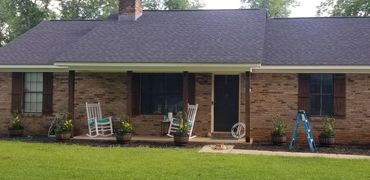 Window shutters and porch columns