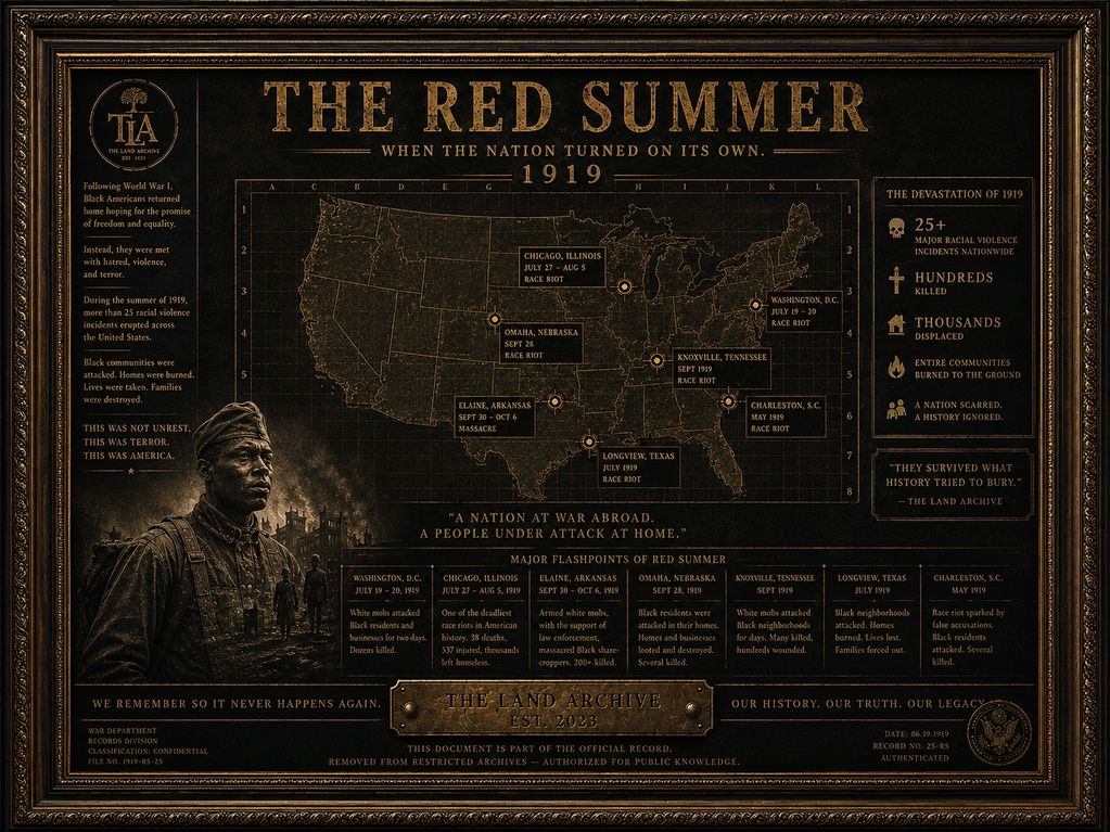 An informative historical poster about the 1919 Red Summer racial violence in the US.