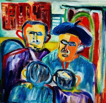 Painting of men gossiping