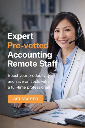 Professional accountant bookkeeper working on financial documents at her desk remotely.