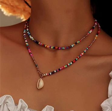 Acrylic multicolor beads (can be customized to include abalone discs)