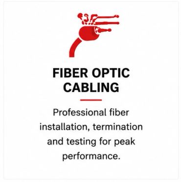 Ad for professional fiber optic cabling services.