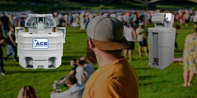 "Portable handwashing station with soap and water tanks from Ace Chemical Toilet in Albany, Oregon."