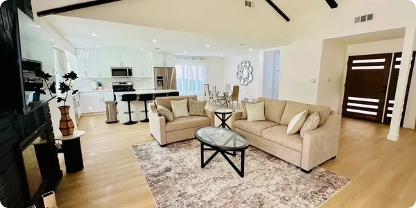 Living room interior at Daisy Meadow vacation rental in Santa Clarita CA
