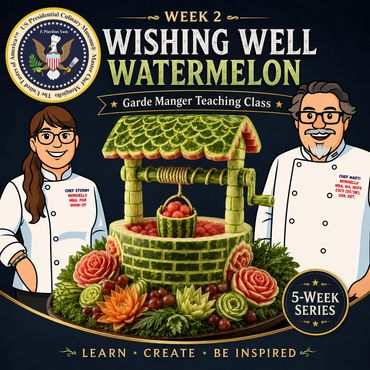 a picture of a wishing well watermelon with the chefs.