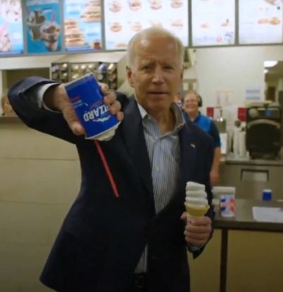 President Biden with a Blizzard for National Dessert Day, 2020. (Biden campaign 2020)