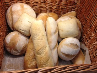 Breads made and featured in a basket.