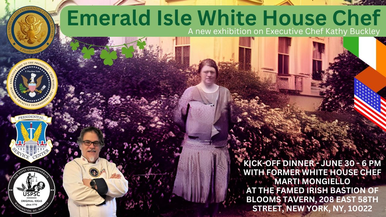 White House Chefs Buckley and Mongiello are shown in their uniforms at the White House.