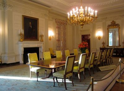 The state dining room in the White House.