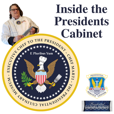 Chef Marti Mongiello is featured in the logo for Inside the Presidents' Cabinet show.