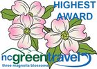 The highest award from the state of NC for Green Travel - a three dogwood blossom award.
