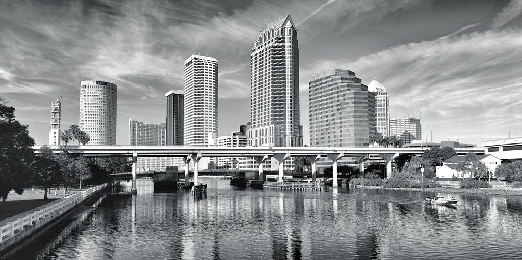 A view of city with building and Lake