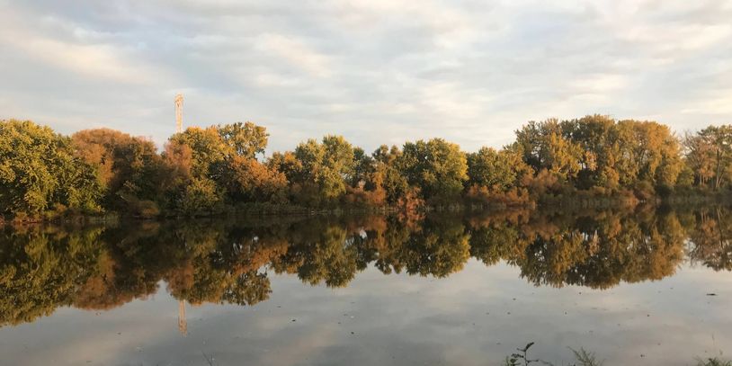 picture of the Mohawk River with trees in the background