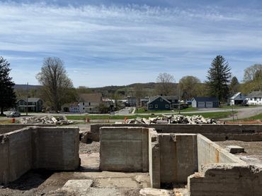 The view from the demolished school site.